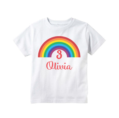 Rainbow Birthday Party Shirt for Girls T-shirt  - Custom Age and Name