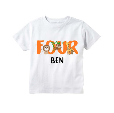 Jungle Safari or Zoo Themed 4th Birthday Party Personalized Shirt for Boys