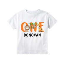 Load image into Gallery viewer, Jungle Safari or Zoo Themed 1st Birthday Party Personalized Shirt for Boys