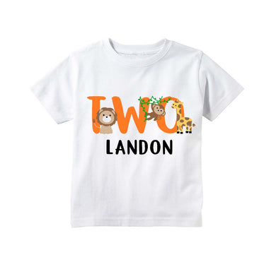 Jungle Safari or Zoo Themed 2nd Birthday Party Personalized Shirt for Boys