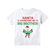 Load image into Gallery viewer, Christmas Big Brother Pregnancy Announcement Shirt for Boys, Santa Promotion Custom Big Brother Announcement Shirt