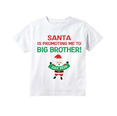 Christmas Big Brother Pregnancy Announcement Shirt for Boys, Santa Promotion Custom Big Brother Announcement Shirt