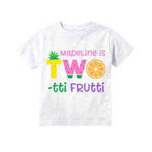 Load image into Gallery viewer, Two-tti Frutti 2nd Birthday Shirt, Twotti Fruity Fruit Party Shirt for Girls