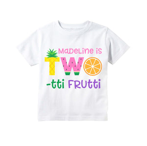 Two-tti Frutti 2nd Birthday Shirt, Twotti Fruity Fruit Party Shirt for Girls