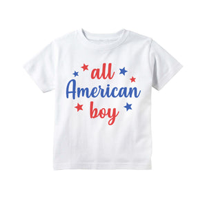 4th of July Shirt for Boys - All American Boy Patriotic Red White and Blue Shirt