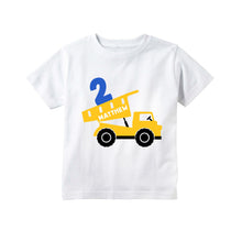 Load image into Gallery viewer, Construction Dump Truck Birthday Personalized Shirt for Toddler Boys 2nd 3rd Birthday