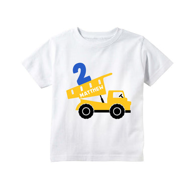 Construction Dump Truck Birthday Personalized Shirt for Toddler Boys 2nd 3rd Birthday