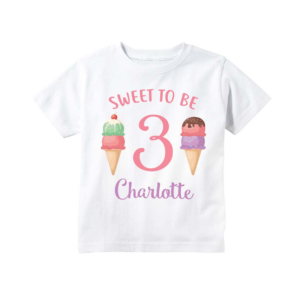 Ice Cream Birthday Shirt, Ice Cream Birthday Party Personalized Shirt for Girls