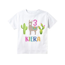 Load image into Gallery viewer, Llama Birthday Party Personalized Shirt for Toddler Girls