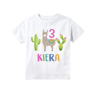Llama Birthday Party Personalized Shirt for Toddler Girls