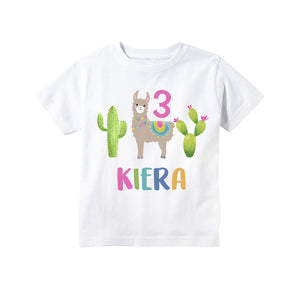 Llama Birthday Party Personalized Shirt for Toddler Girls