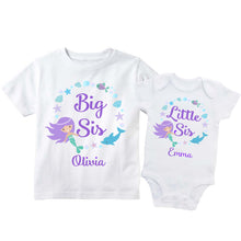 Load image into Gallery viewer, Set of 2 - Big Sister Little Sister Shirts Matching Mermaid Tees