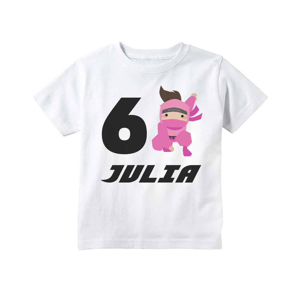 Pink Ninja Birthday Party Personalized T Shirt for Girls