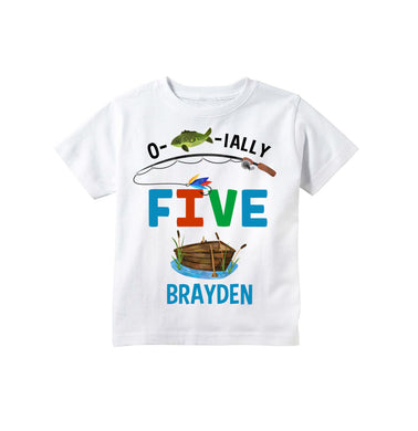 Fishing 5th Birthday Party Personalized Shirt for Toddler Boys - O-fish-ially Five
