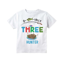 Load image into Gallery viewer, Fishing 3rd Birthday Party Personalized Shirt for Toddler Boys - O-fish-ially Three