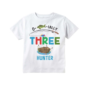 Fishing 3rd Birthday Party Personalized Shirt for Toddler Boys - O-fish-ially Three