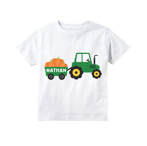 Toddler Boys Fall Pumpkin Patch Personalized Shirt - Tractor Fall Outfit for Boys