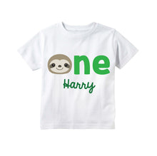 Load image into Gallery viewer, Sloth 1st Birthday Party Personalized Shirt For Baby Boy or Girl