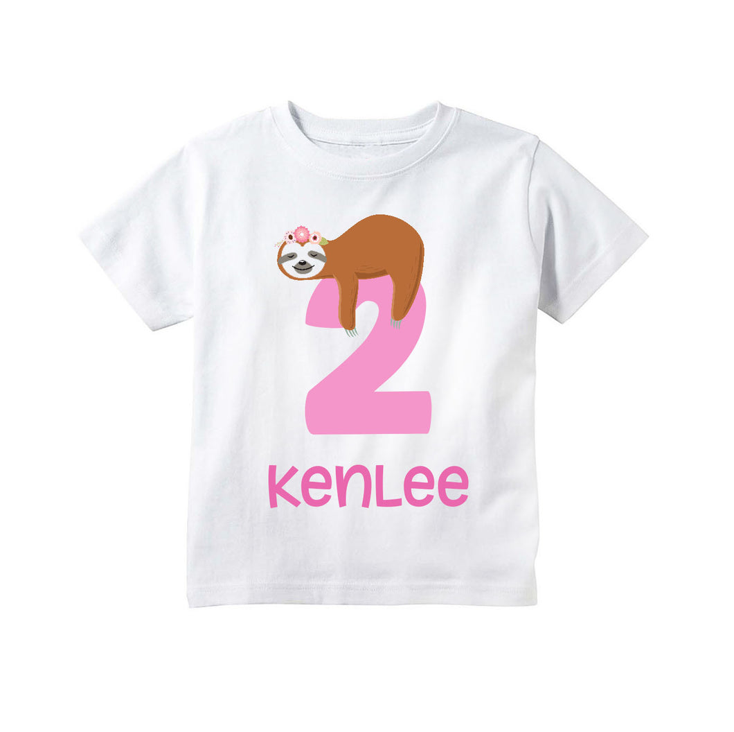 Girls Sloth Birthday Shirt, Sloth Birthday Party Personalized Shirt for Girls