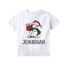 Load image into Gallery viewer, Christmas Shirt for Boys, Toddler and Baby Boys Christmas Snowman Personalized T-shirt