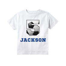 Load image into Gallery viewer, Soccer Birthday Shirt for Boys, Soccer Sports Custom Personalized Birthday Party T Shirt
