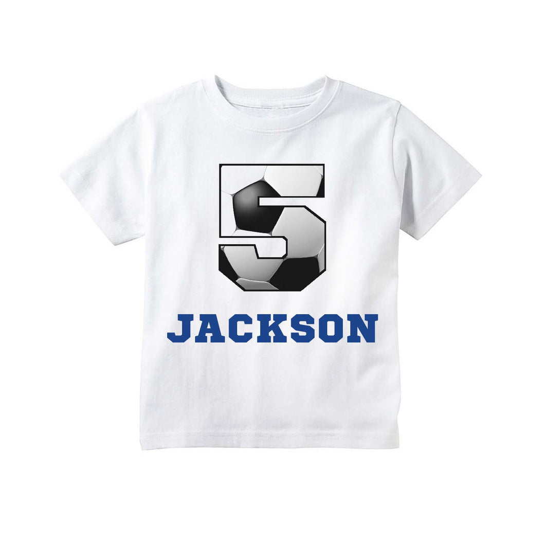 Soccer Birthday Shirt for Boys, Soccer Sports Custom Personalized Birthday Party T Shirt