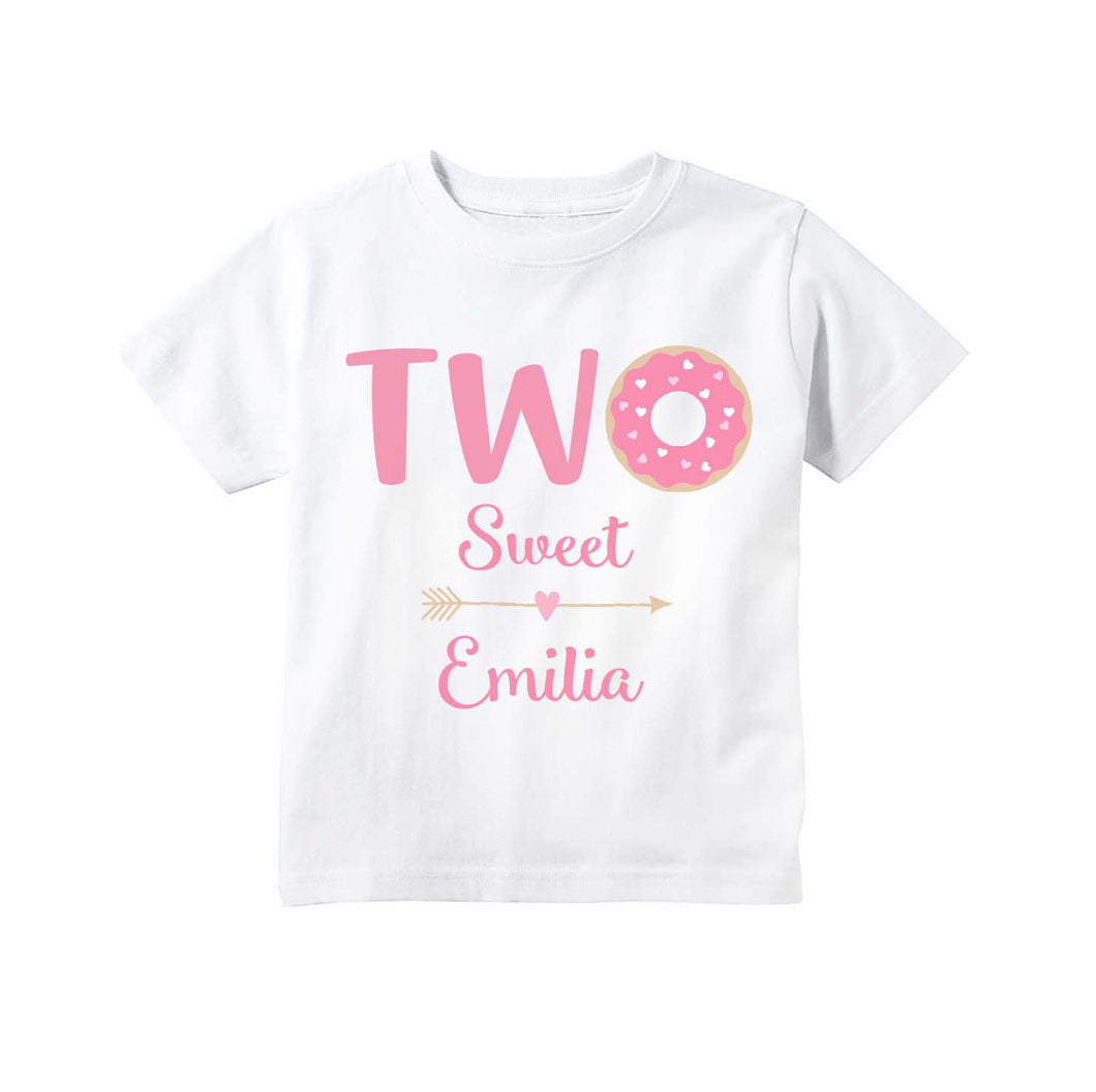 Donut 2nd Birthday Shirt, Two Sweet Donut Party Shirt for Girls