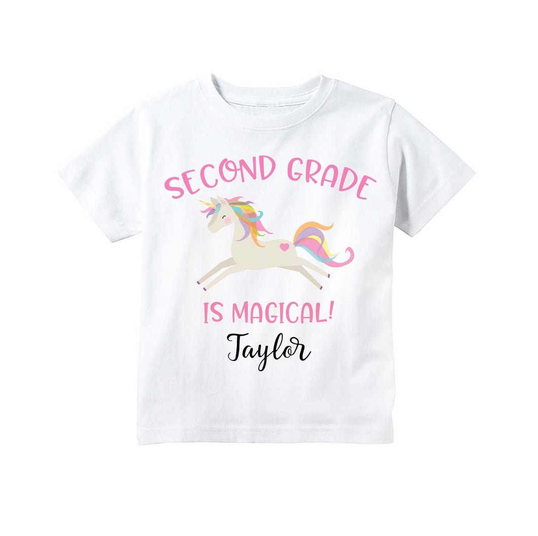 Second Grade Shirt for Girls, First Day of 2nd Grade Personalized Unicorn Back to School Outfit
