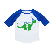 Load image into Gallery viewer, Dinosaur Birthday Party Personalized Shirt for Boys