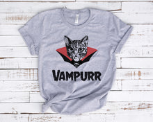 Load image into Gallery viewer, Halloween Shirt for Women, Vampurr Vampire Funny Halloween Cat T shirt