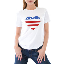 Load image into Gallery viewer, 4th of July Women&#39;s Shirt - Patriotic Red White and Blue Heart Shirt