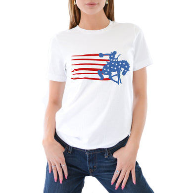4th of July Women's Shirt - Patriotic Rodeo American Flag Shirt