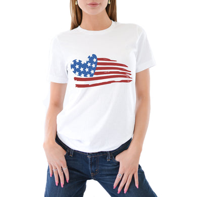 Women's 4th of July Shirt -Patriotic Distressed American Flag Red White and Blue