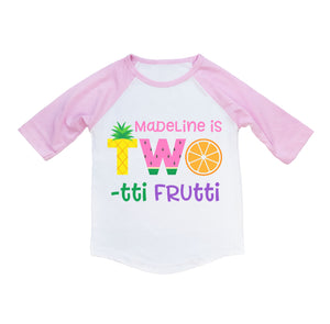 Tutti Frutti 2nd Birthday Shirt, Two-tti Frutti Fruit Party Shirt for Girls