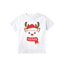 Load image into Gallery viewer, Toddler and Baby Boy Cute Christmas Reindeer Personalized T-shirt