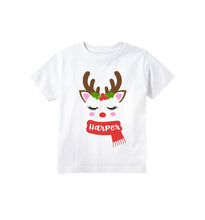 Load image into Gallery viewer, Toddler and Baby Girl Cute Christmas Reindeer Personalized T-shirt