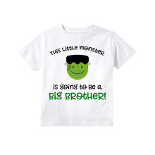 Load image into Gallery viewer, Halloween Big Brother Pregnancy Announcement Shirt for Boys, Halloween Frankenstein Little Monster Big Brother Announcement Shirt