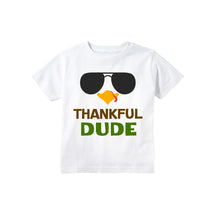 Load image into Gallery viewer, Thanksgiving Shirts for Boys - Thankful Dude Sunglasses Turkey T Shirt for Baby and Toddler Boys