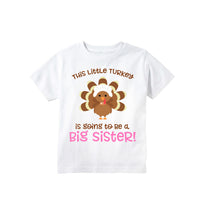 Load image into Gallery viewer, Thanksgiving Big Sister Pregnancy Announcement Shirt for Girls, Thanksgiving Turkey Big Sister Baby Announcement T-shirt