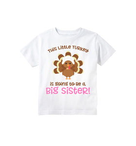 Thanksgiving Big Sister Pregnancy Announcement Shirt for Girls, Thanksgiving Turkey Big Sister Baby Announcement T-shirt