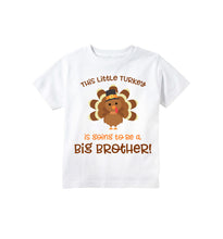 Load image into Gallery viewer, Thanksgiving Big Brother Pregnancy Announcement Shirt for Boys, Thanksgiving Turkey Big Brother Announcement Shirt