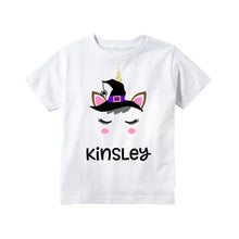 Load image into Gallery viewer, Girls Halloween Unicorn Personalized Shirt, Halloween T Shirt for Girls