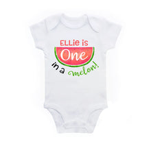 Load image into Gallery viewer, Watermelon 1st Birthday One in a Melon Personalized Shirt or Bodysuit for Baby Girl