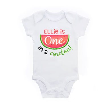 Watermelon 1st Birthday One in a Melon Personalized Shirt or Bodysuit for Baby Girl