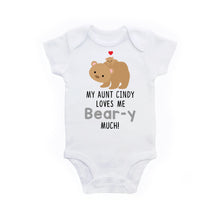 Load image into Gallery viewer, My Aunt Loves Me Bear-y Much Personalized Aunt Gift Baby Bodysuit
