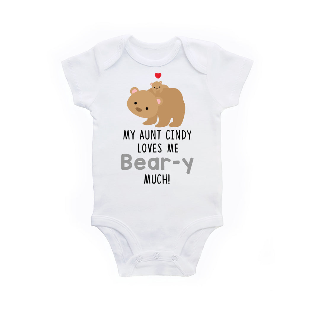 My Aunt Loves Me Bear-y Much Personalized Aunt Gift Baby Bodysuit