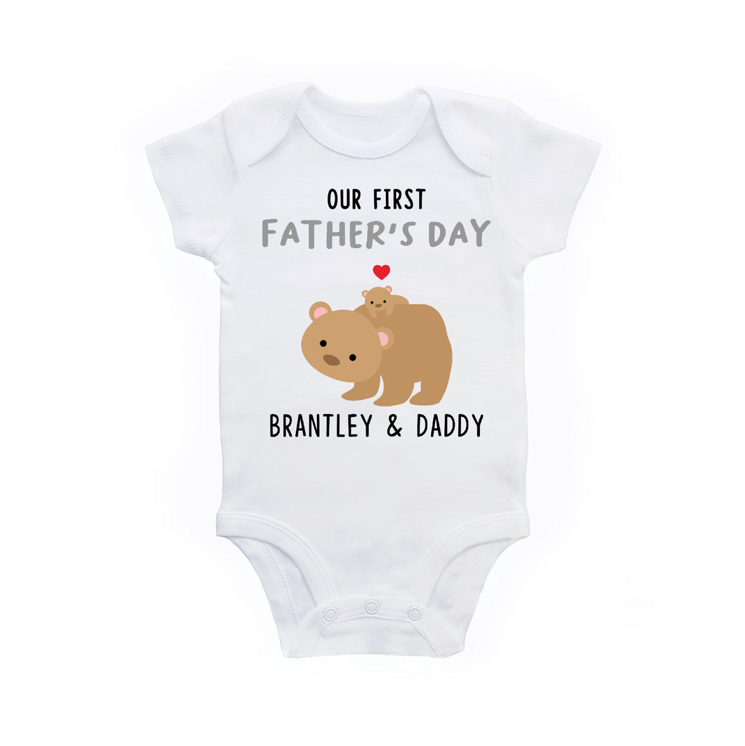 First Father's Day Personalized Bodysuit Outfit for Baby Boy or Baby Girl - Bear