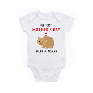 First Mother's Day Personalized Bodysuit Outfit for Baby Boy or Baby Girl - Bear