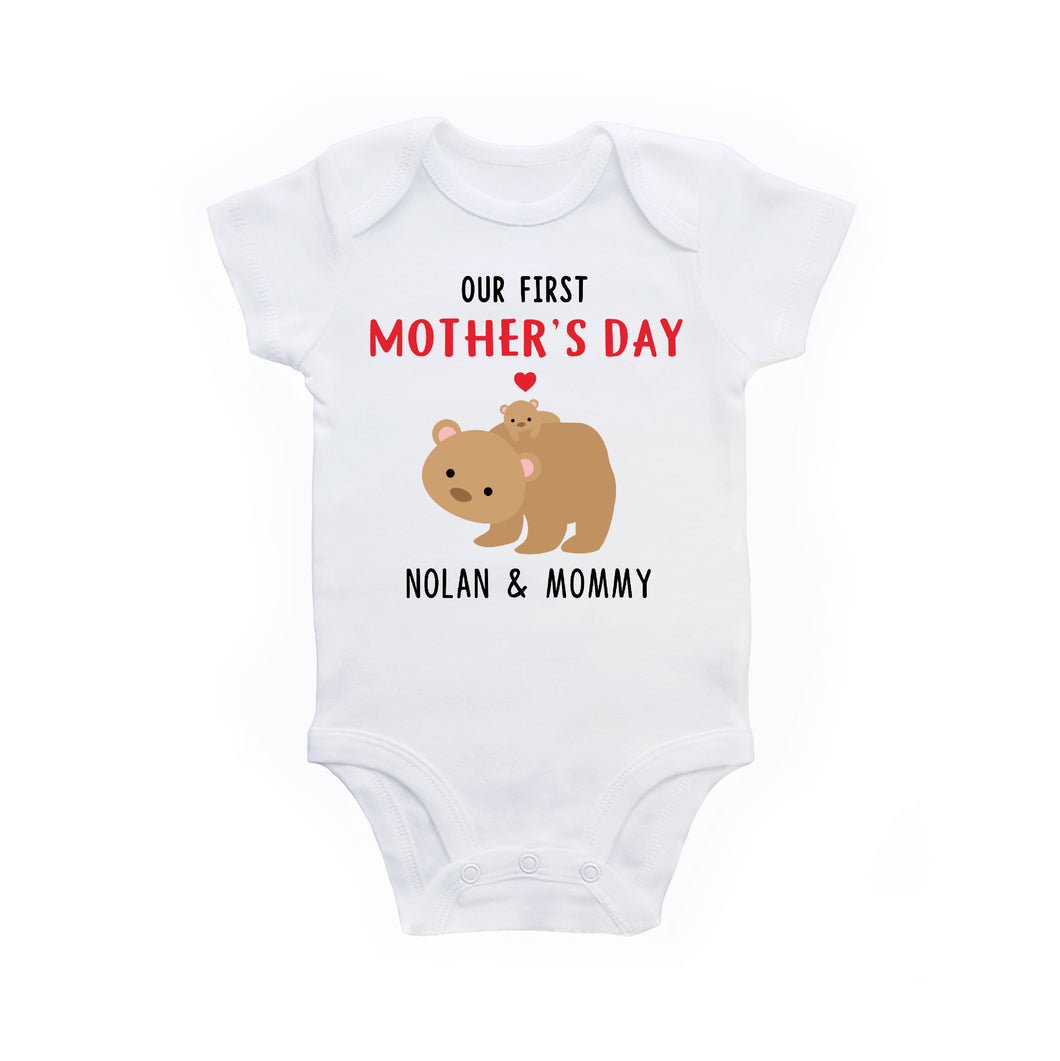 First Mother's Day Personalized Bodysuit Outfit for Baby Boy or Baby Girl - Bear