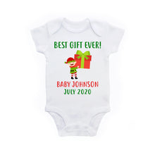 Load image into Gallery viewer, Christmas Pregnancy Announcement Shirt Baby Bodysuit Personalized Name Custom Date - Best Gift Ever
